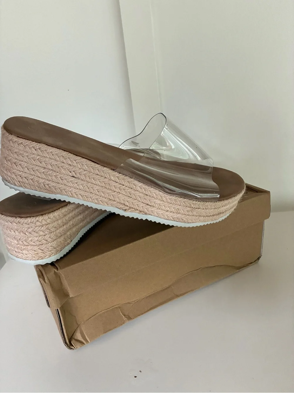 Clear Strap Espadrilles Platform Slide Sandals